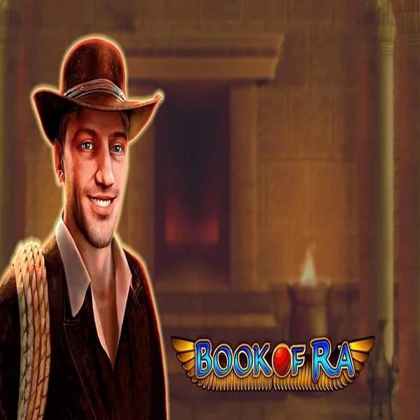 Book of Ra slot logo by Greentube at Spinstein Casino
